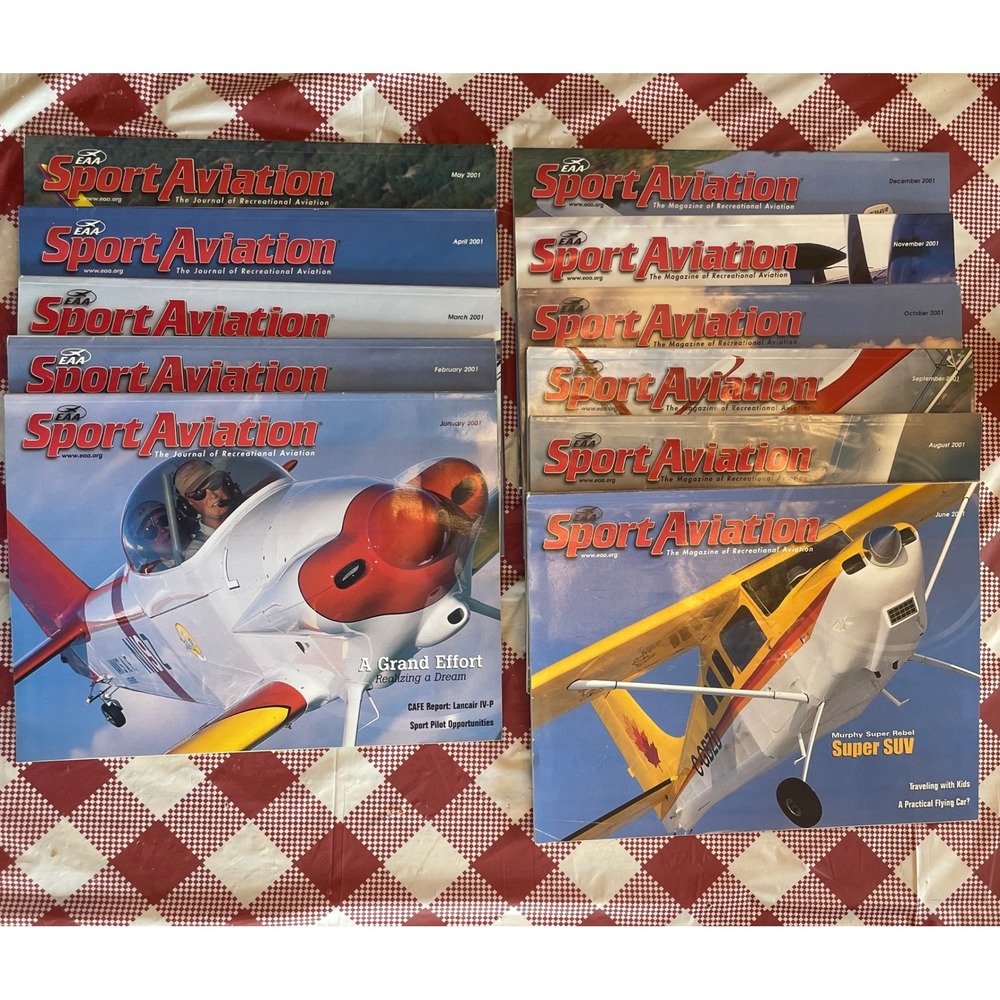 EAA Sport Aviation Magazine Lot 2001 11 Issues Recreational Flight